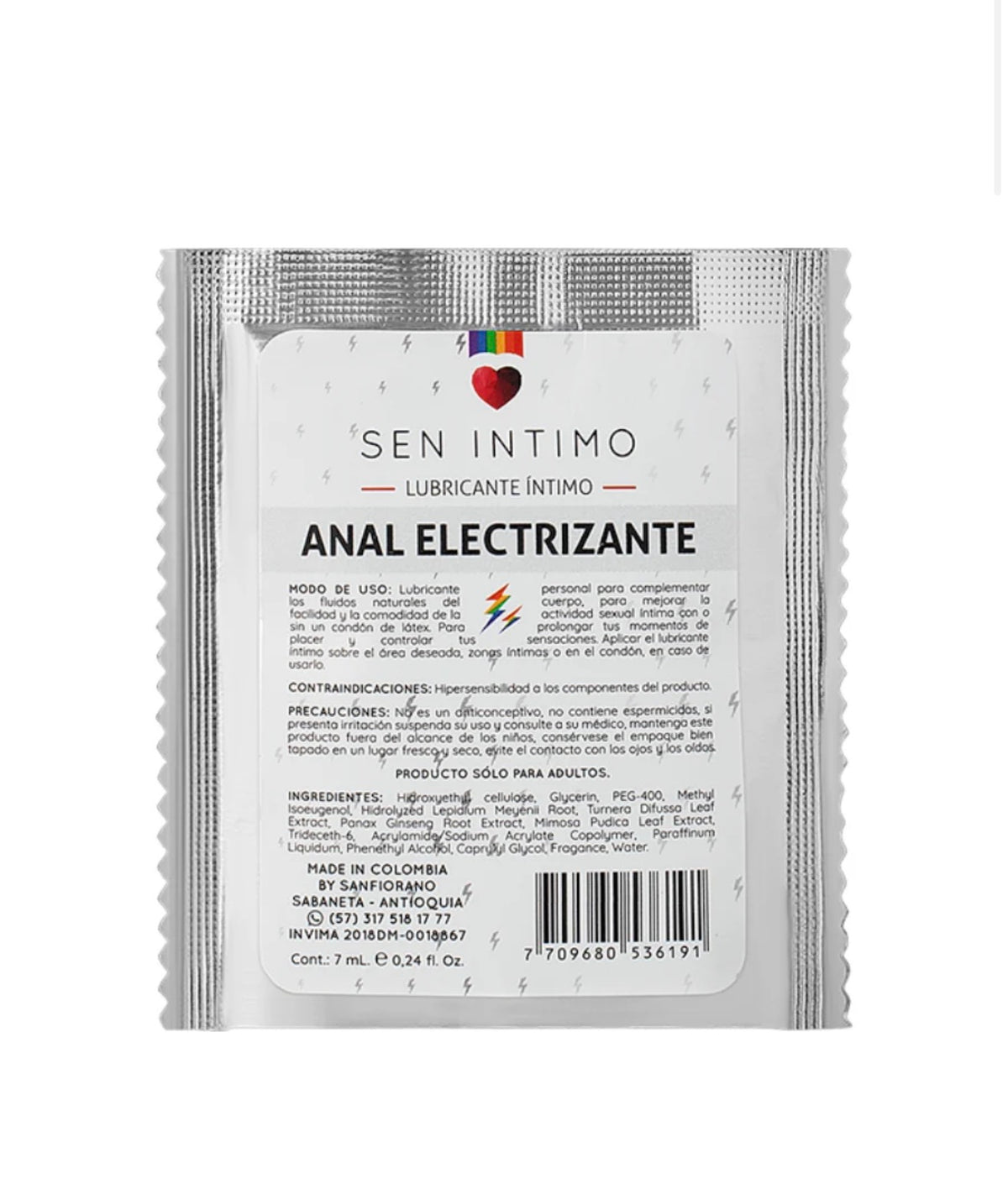 Lubricante Íntimo Anal Electrizante Sachet x 7 ml